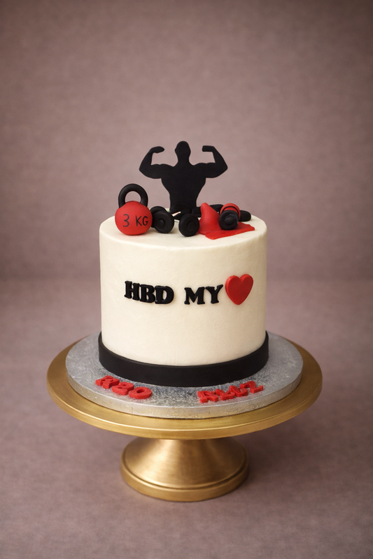 Romantic Gym Theme Birthday Cake