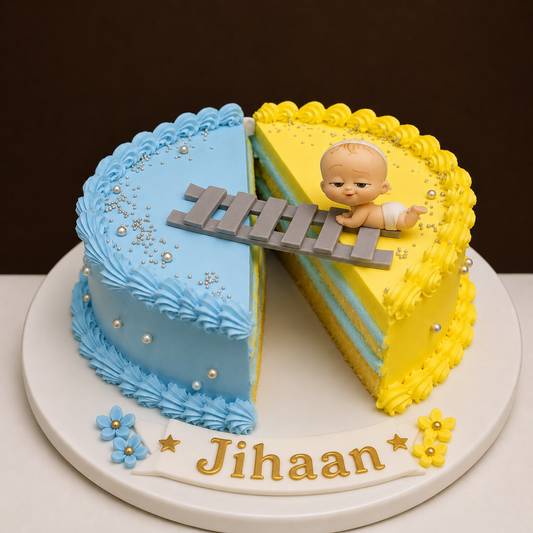 Half Birthday Split Theme Cake