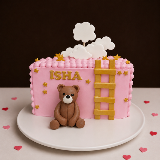 Teddy Bear Cloud Half Birthday Cake