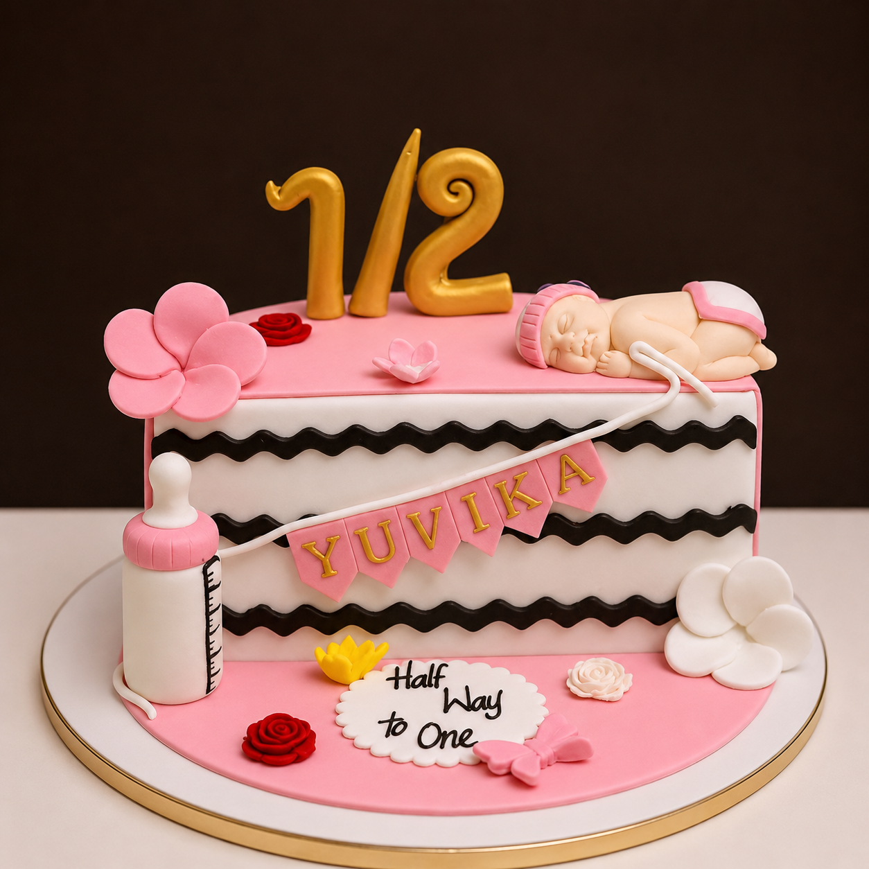 Pink Half Way to One Baby Cake