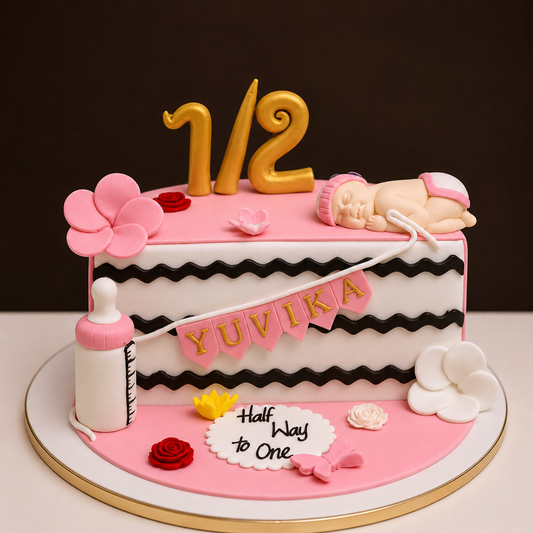 Pink Half Way to One Baby Cake