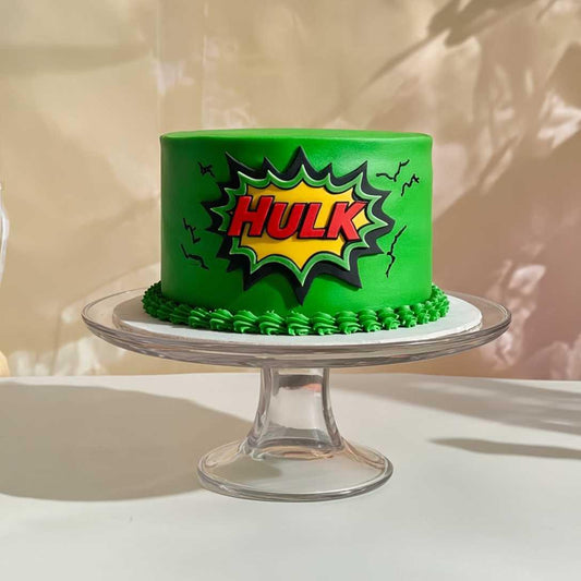 Hulk Comic Logo Cake