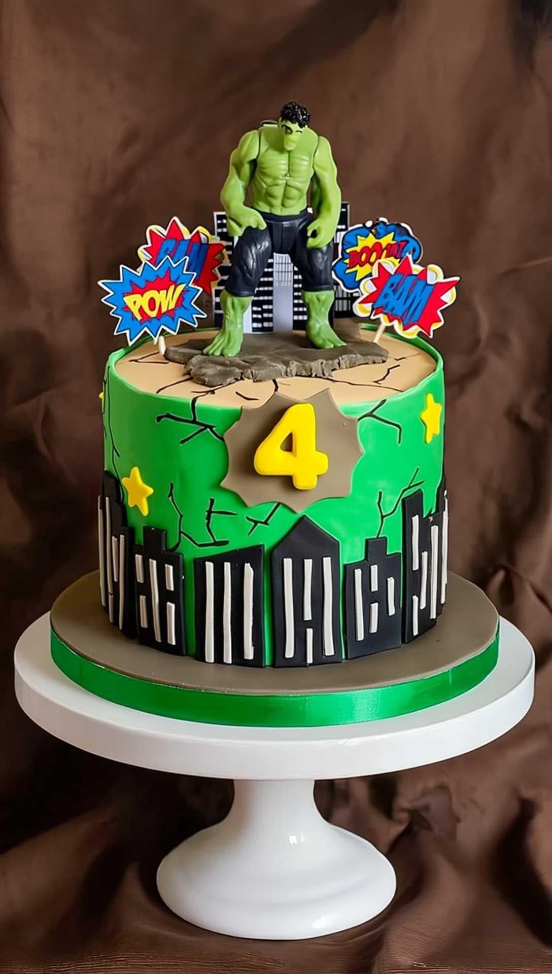 Hulk Comic Cityscape Cake