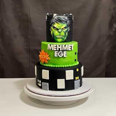 Hulk Three-Tier Cityscape Cake