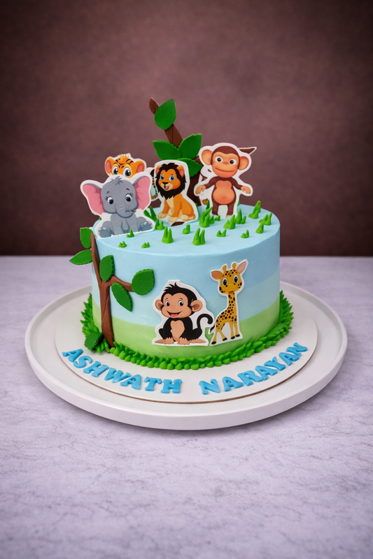 Safari Cartoon Jungle Cutout Cake