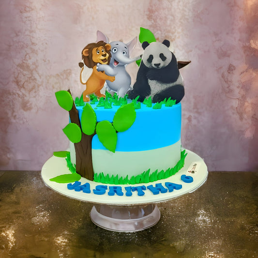 Jungle Friends Cartoon Cake