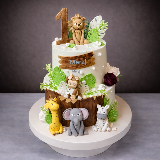 Rustic Jungle Safari Birthday Cake