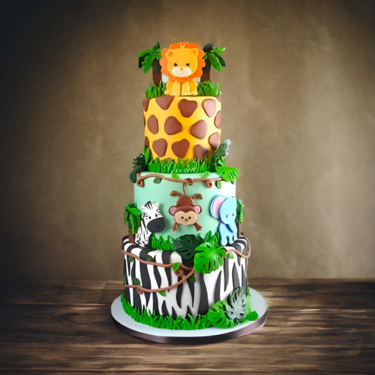 Three Tier Luxury Jungle Safari Designer Cake
