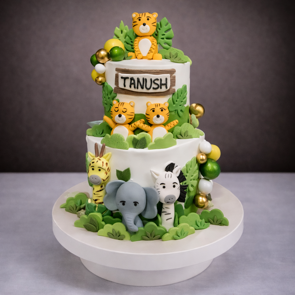 Adorable Jungle Safari Tier Cake