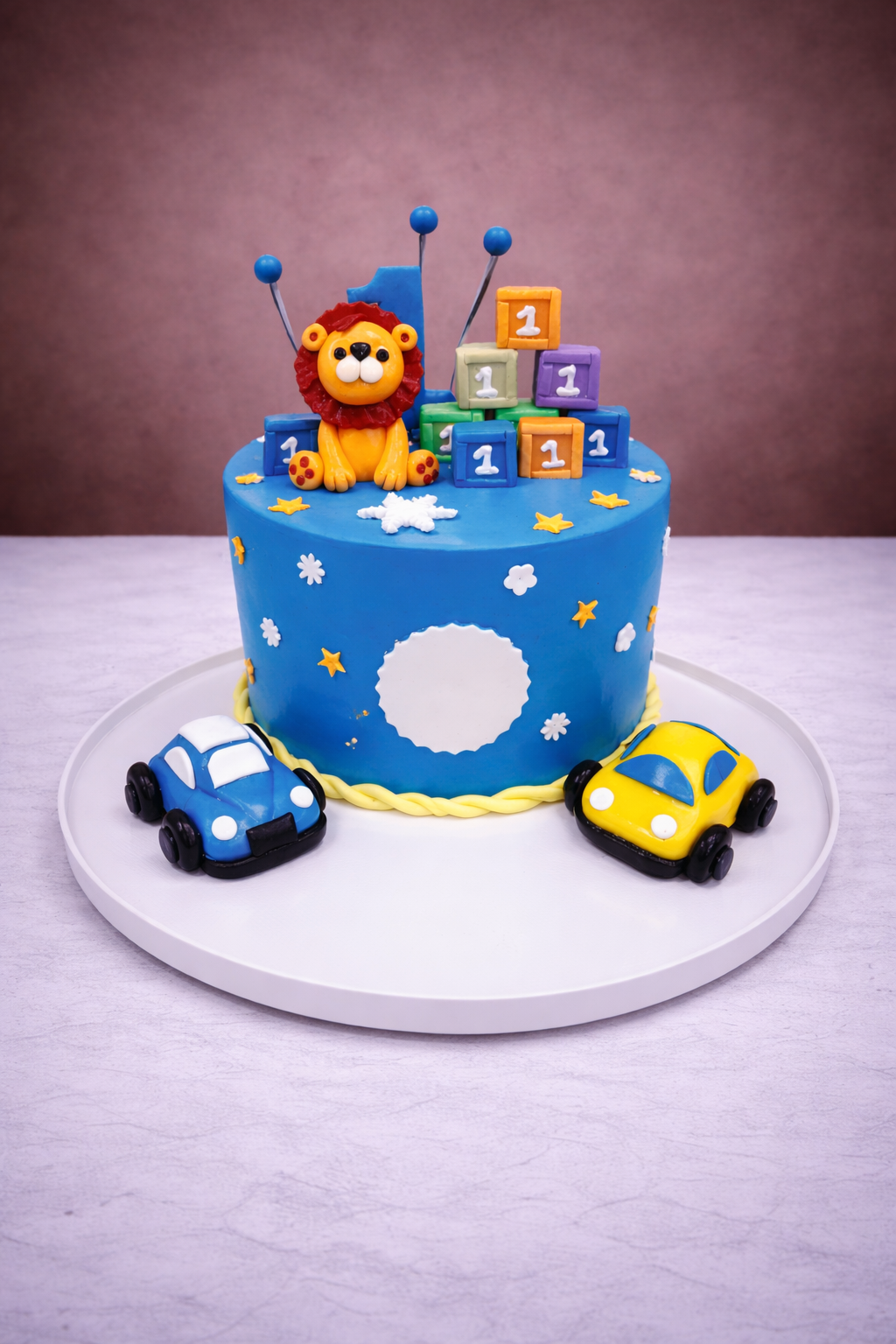 Birthday Lion & Car Theme Cake