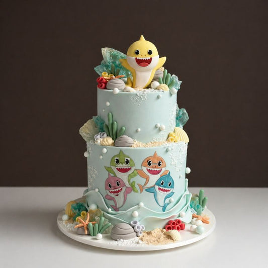 Baby Shark Seafoam Tier Cake