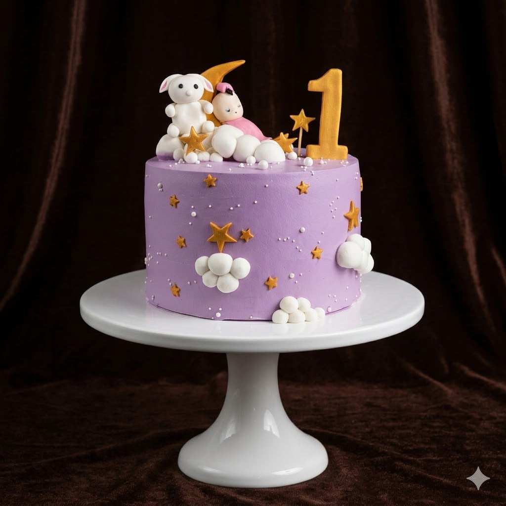 Lavender Moon and Stars Baby Cake