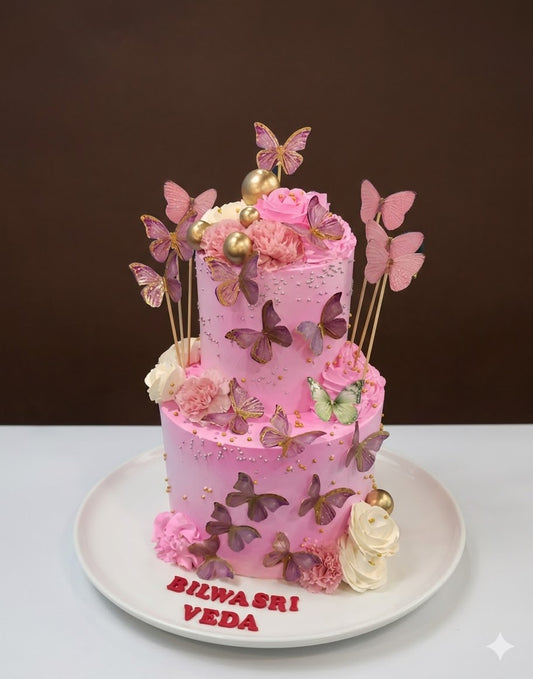 Pink Butterfly Elegant Cake
