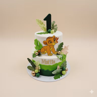 Green Safari Themed Lion Cake