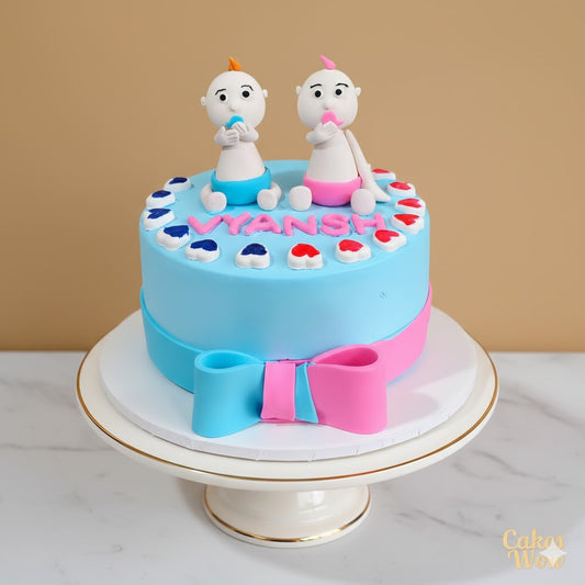 Cute Twins Baby Theme Cake