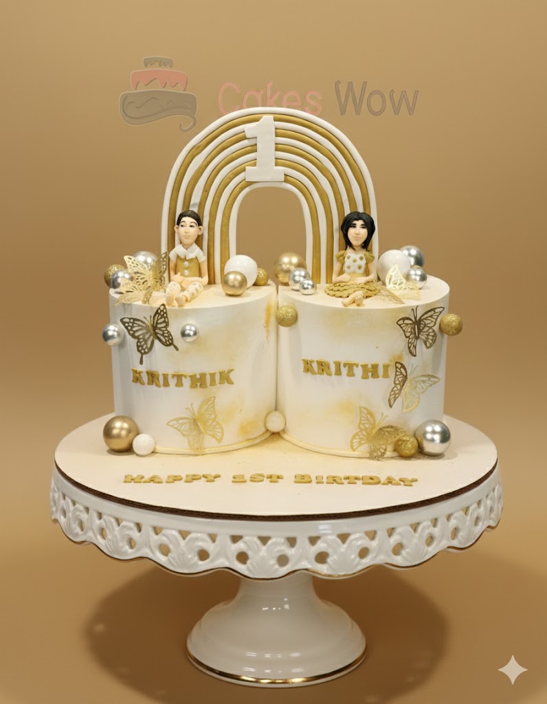 Golden Twins  Birthday Cake