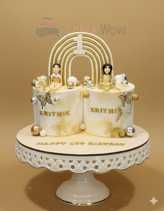Golden Twins  Birthday Cake