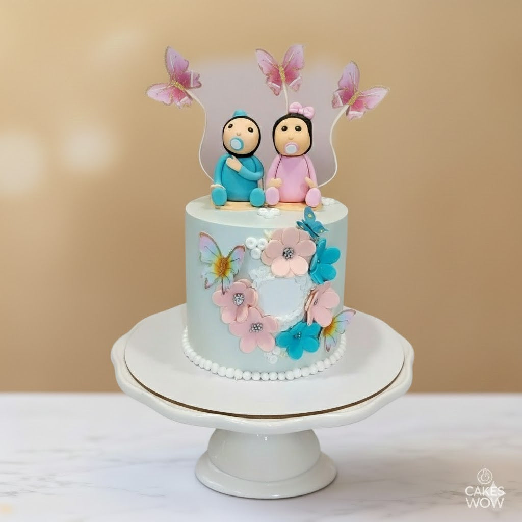 Twins Butterfly Baby Cake