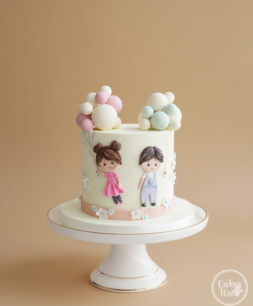Cute Twins Kids Theme Cake