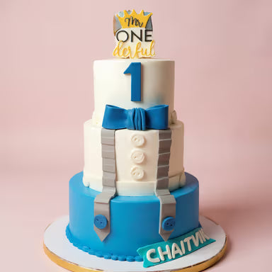 Mr. Wonderful Prince 1st Birthday Three Tier