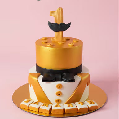 Golden themed Prince Tuxedo Cake