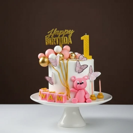 Pink Teddy Birthday Cake