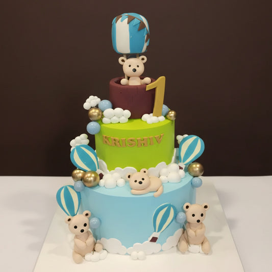 Teddy Balloon Adventure Cake