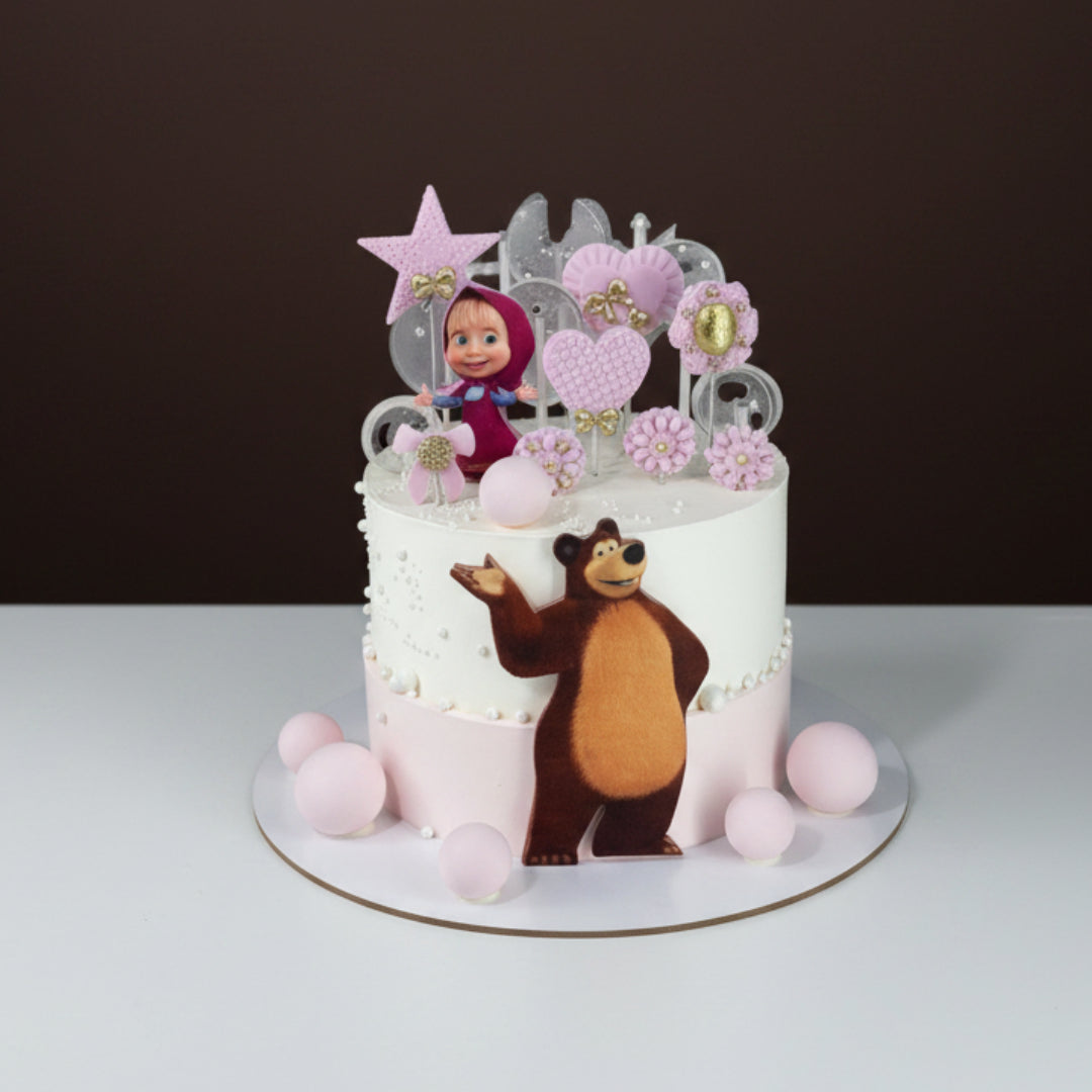 Masha and the Bear Heart & Stars Cake