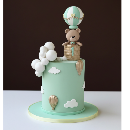 Mint Teddy Hot Air Balloon Cake