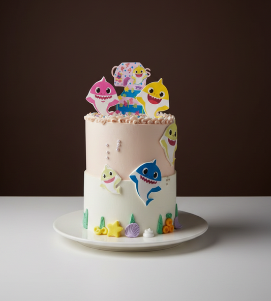 Baby Shark Pastel Tier Cake