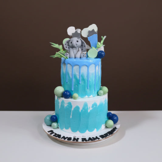 Elephant Drip Milestone Cake