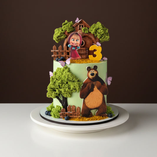 Masha and Bear Woodland Story Cake