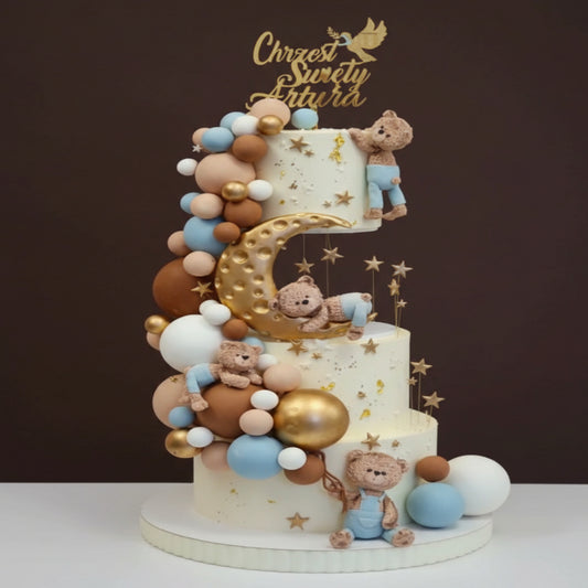 Luxury Teddy Moon Anti Gravity  Cake