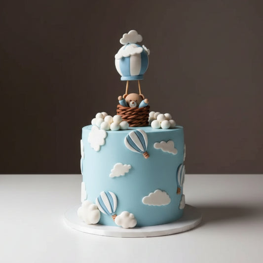 Blue Sky Teddy Balloon Cake