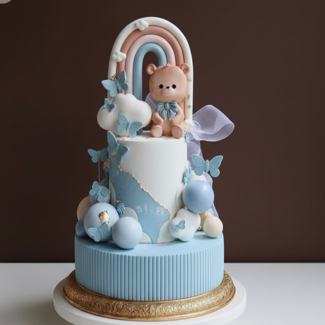 Pastel Rainbow Teddy Baby Cake
