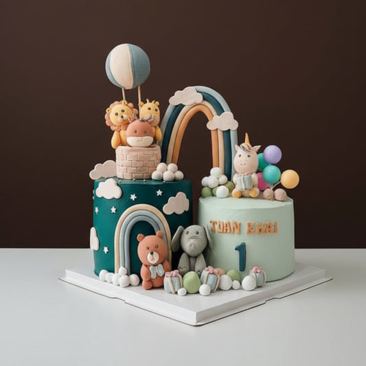 Rainbow Safari Balloon Cake