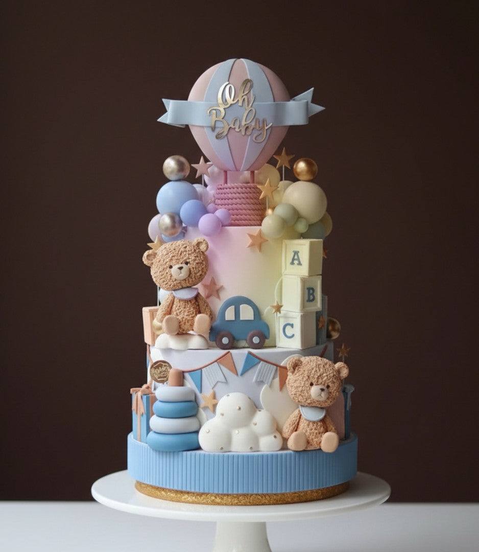 Oh Baby Teddy Hot Air Balloon Cake