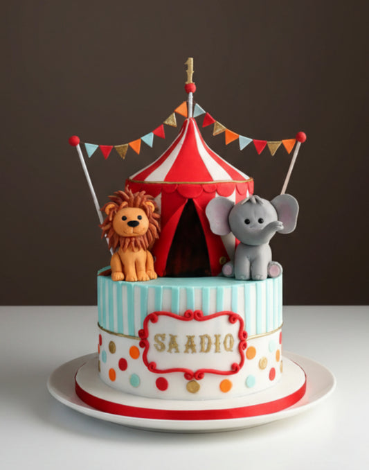 Lion & Elephant Carnival Cake