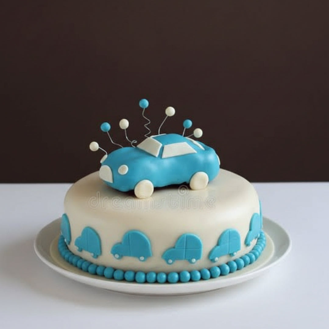 Cute Blue Car Theme Cake