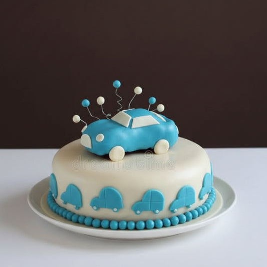 Cute Blue Car Theme Cake