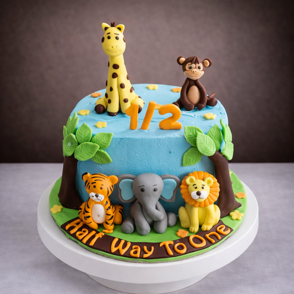 Jungle Half Birthday  Safari Cake
