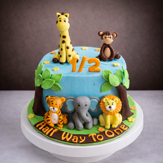 Jungle Half Birthday  Safari Cake