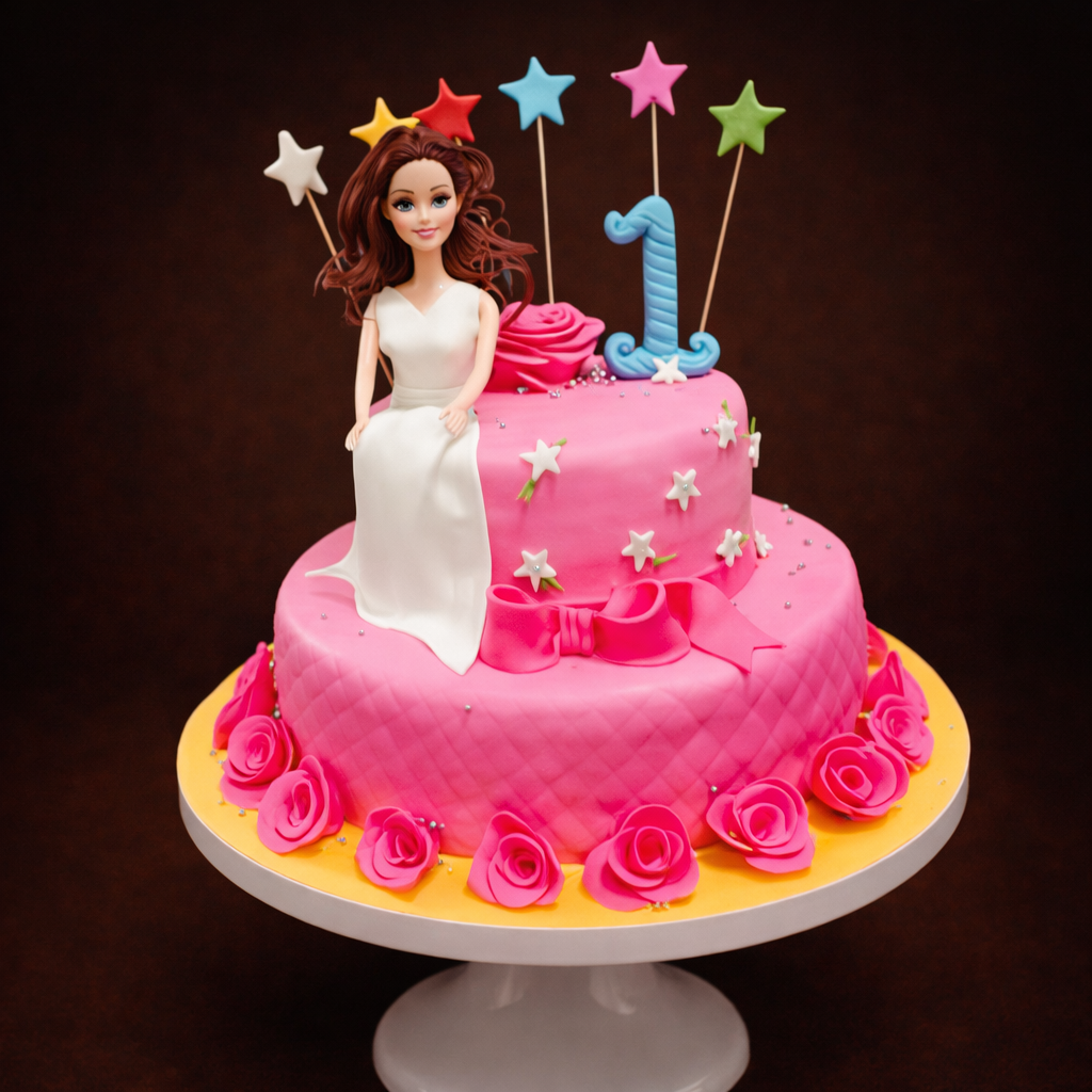 Barbie Pink Star Theme Cake