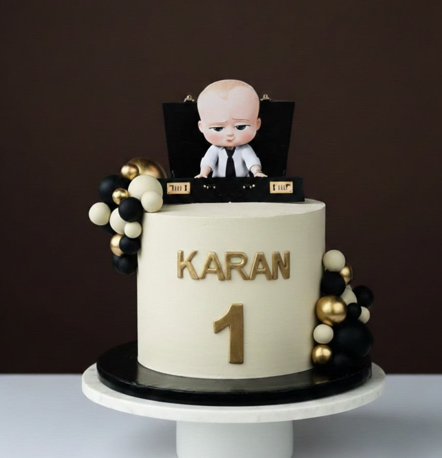 Boss Baby Gold Name 1st Birthday Cake