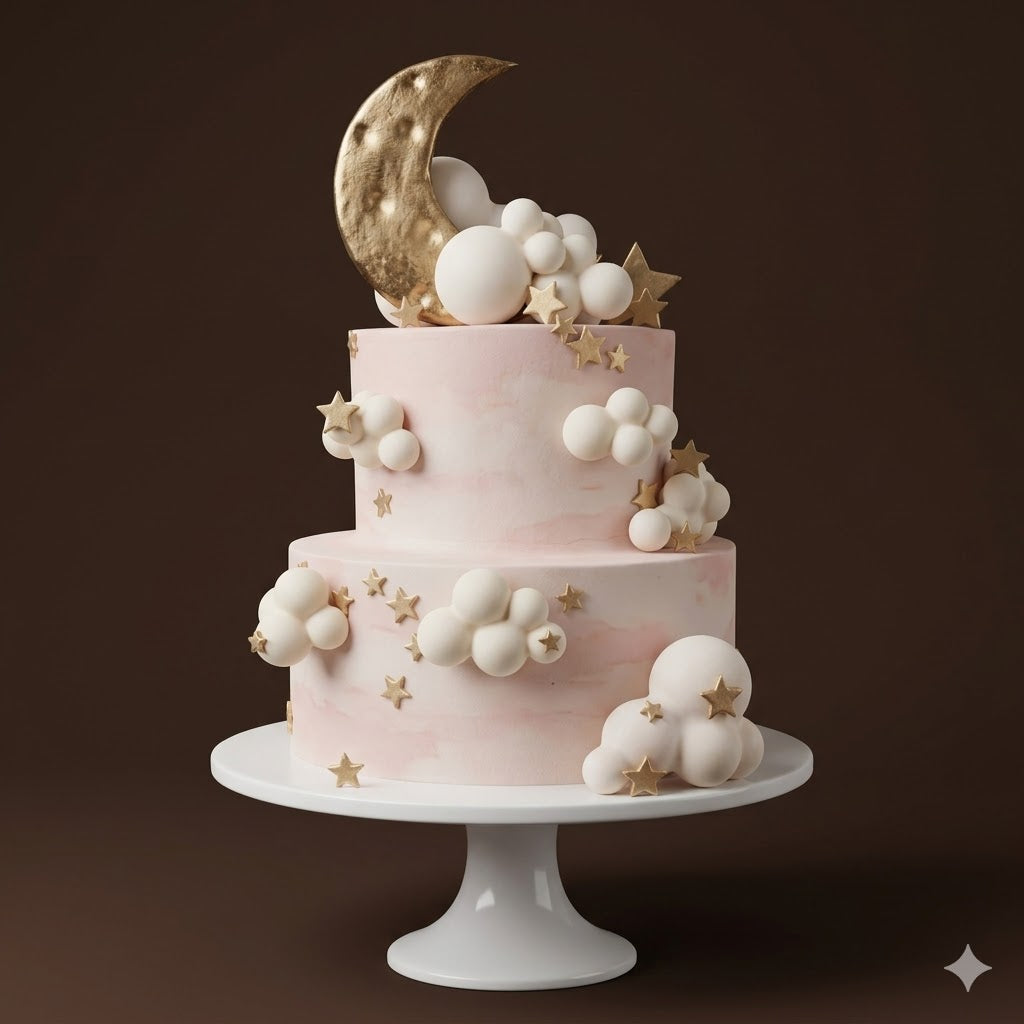 Blush Gold Moon & Stars Cake