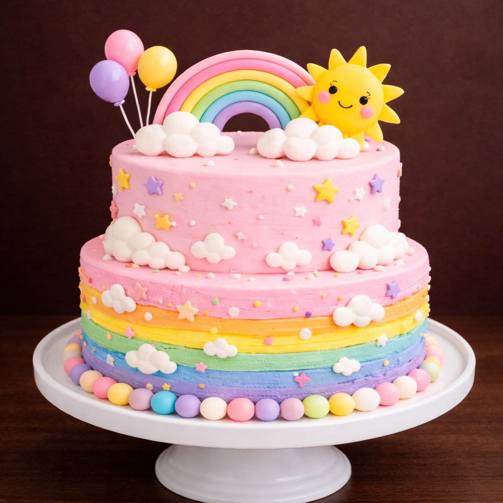 Sunny Rainbow Celebration Cake