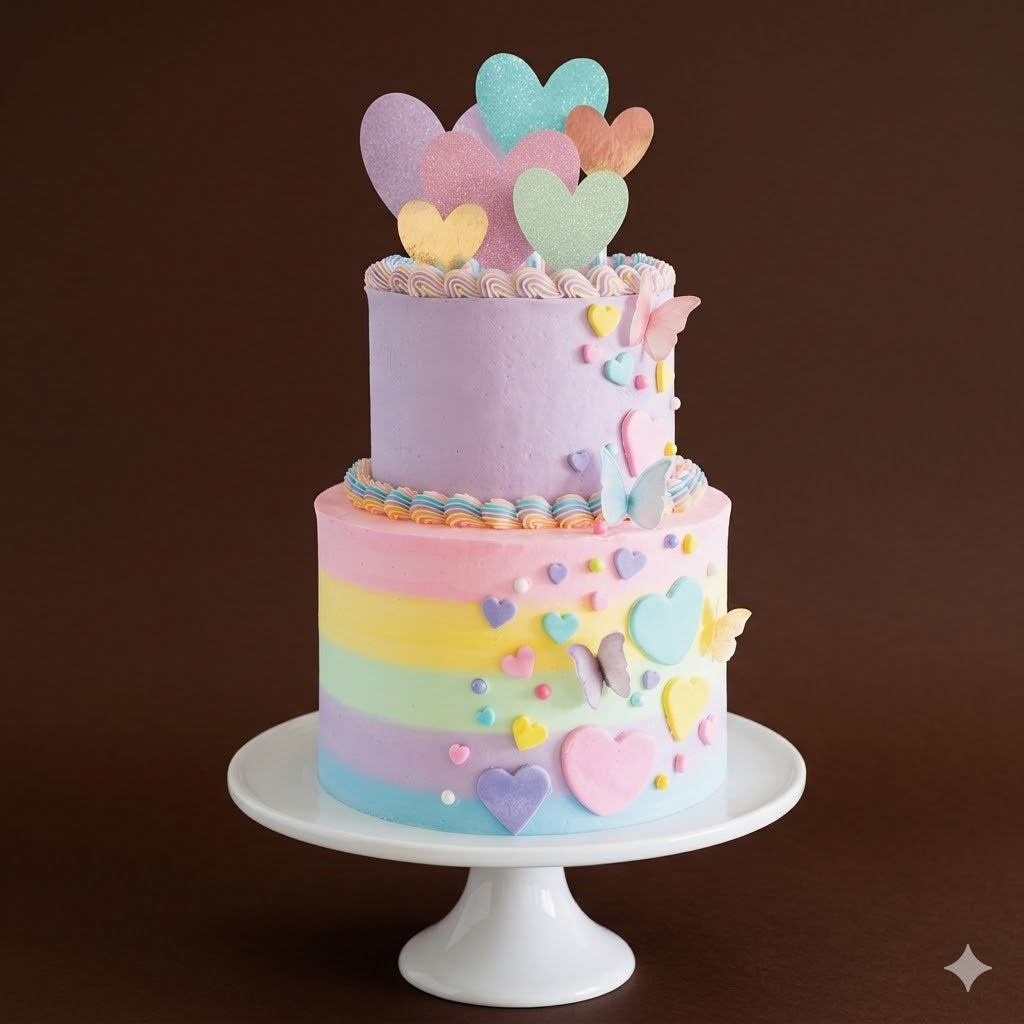 Pastel Heart Fantasy Cake