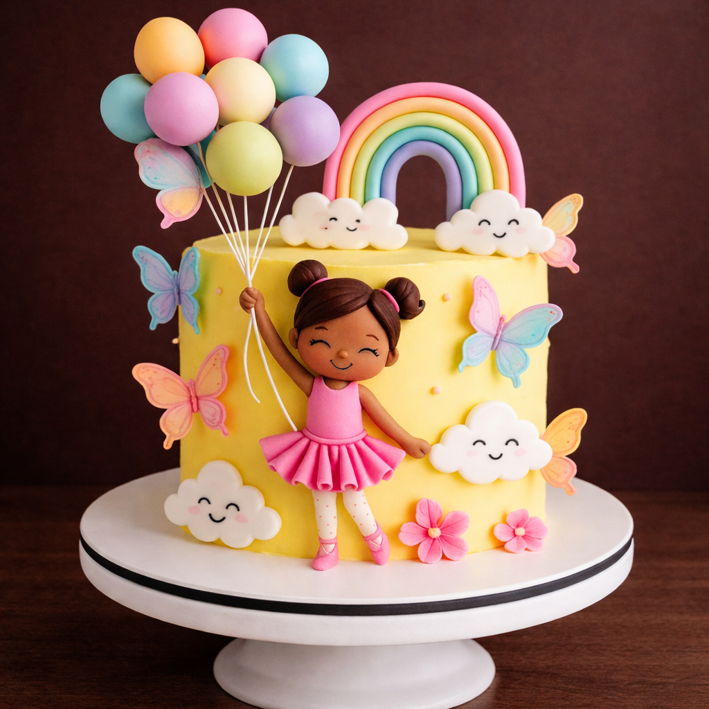 Rainbow Balloon Girl Cake