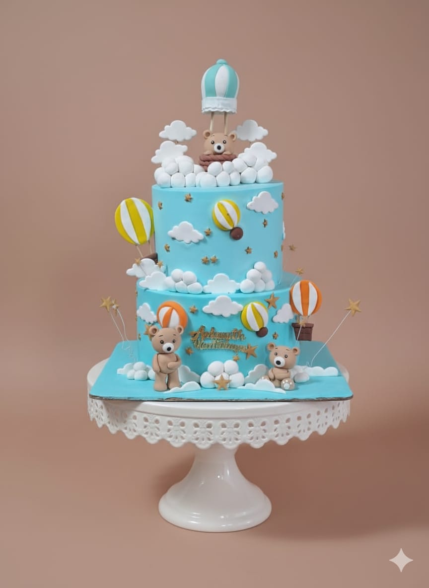 Teddy Balloon Fantasy Tier Cake