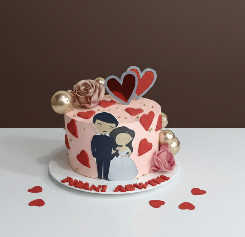 Blushing Hearts Couple Cake